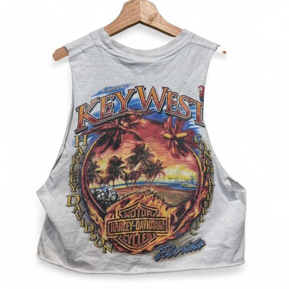 Vintage Harley-Davidson Key West Cropped Sleeveless Tee Size Small - Picture 2 of 5